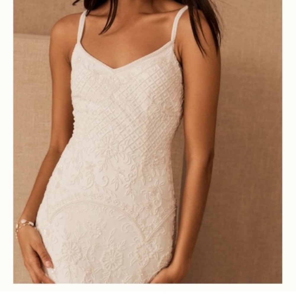 BHLDN White Lace Spaghetti-Strap Wedding Dress - Picture 2 of 16